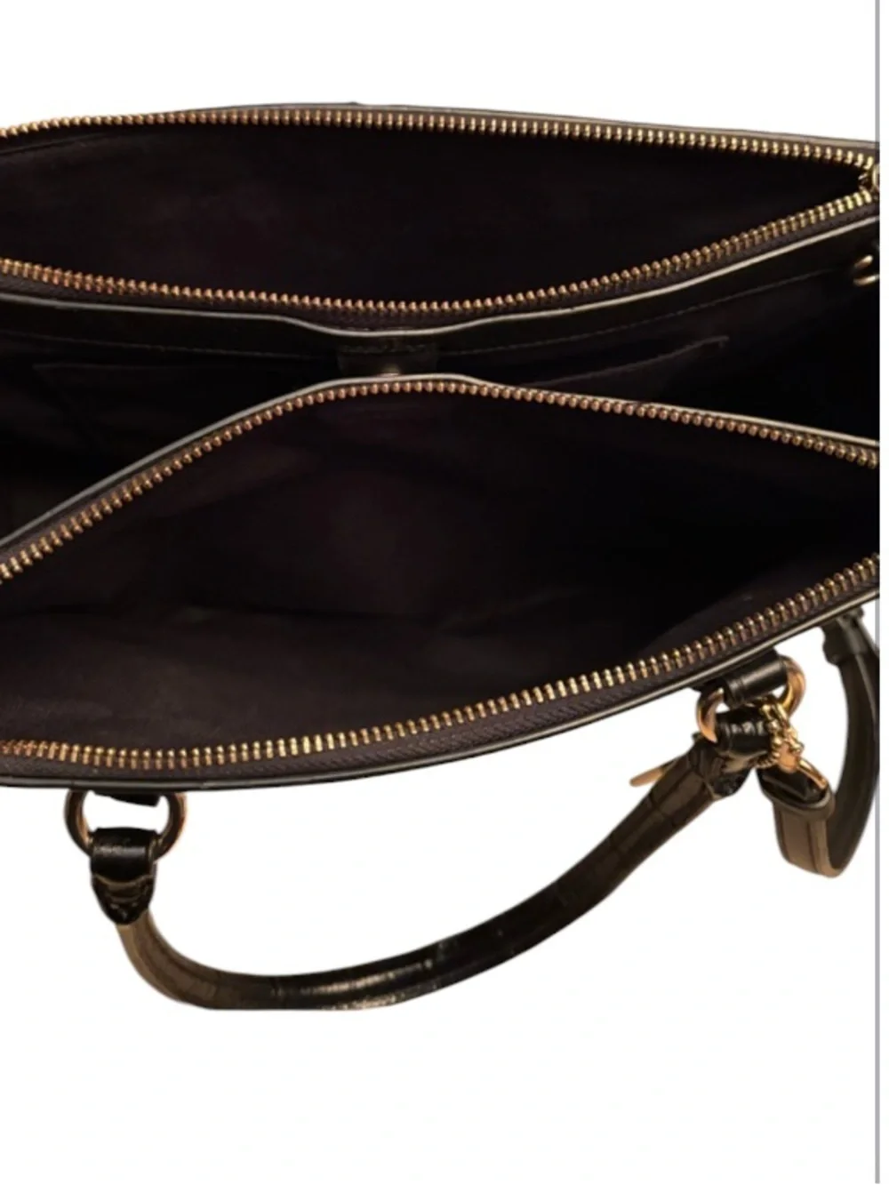 COACH Surrey Carryall Black Croc-Embossed Leather Satchel F48619